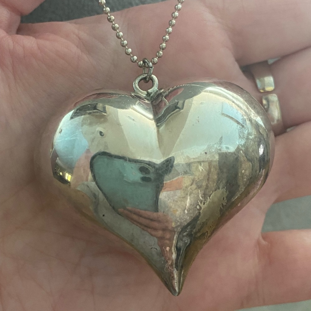 Sterling Silver 3D puffy Heart Pendant